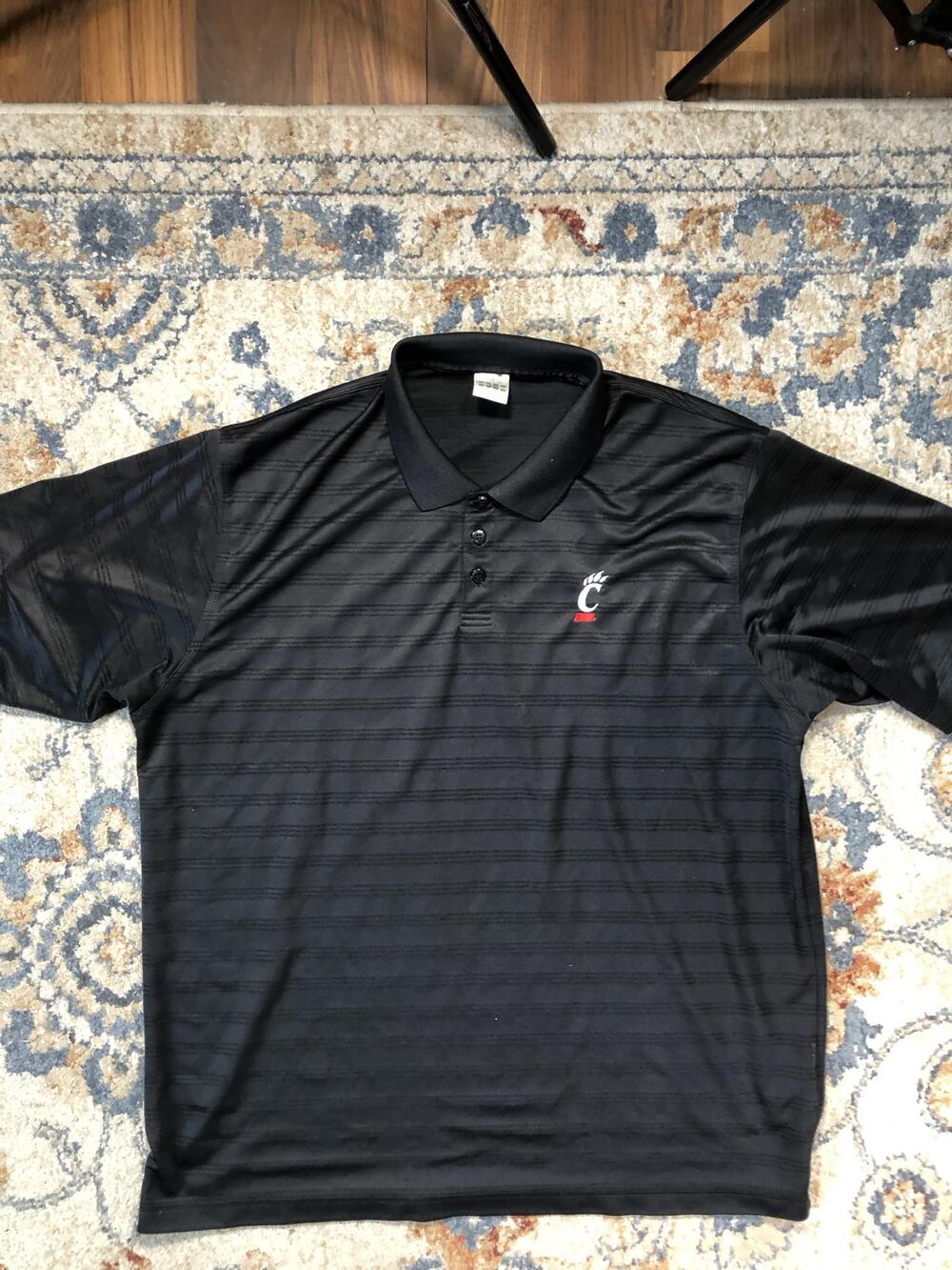 Cincinnati Bearcats Polo Shirt Mens 2XL Black NCAA Football Adidas Stripe